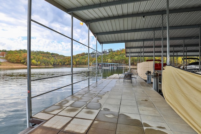 view of dock featuring a water view