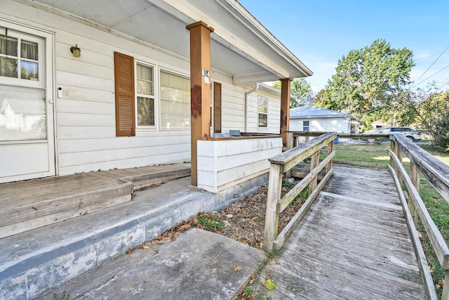 view of home's exterior with a porch