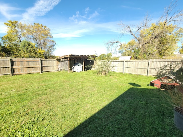 view of yard with a shed