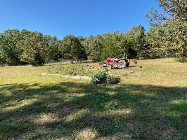 view of yard with a rural view and a wooded view