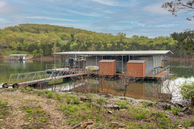 view of dock featuring a water view