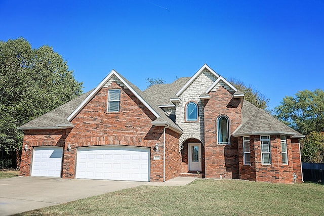 view of front of property featuring a front lawn