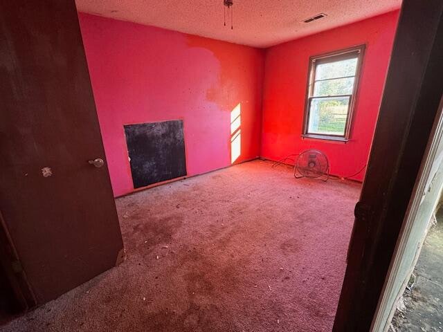 empty room featuring carpet and a textured ceiling