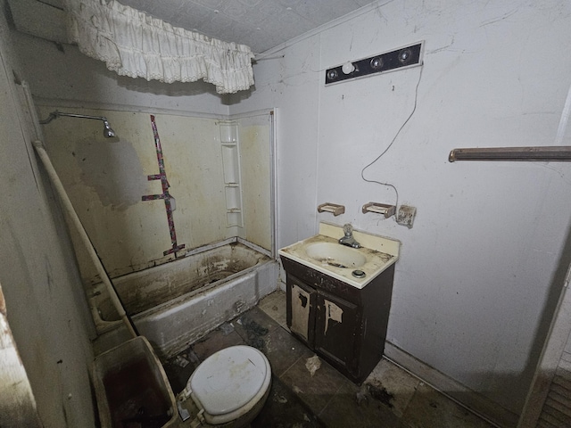 full bath with toilet, a bathtub, and vanity