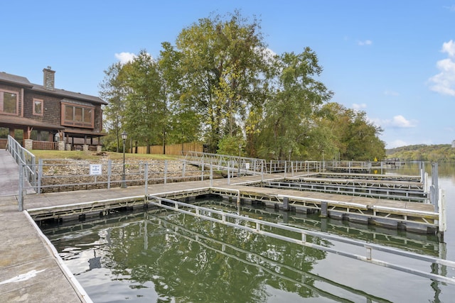 dock area featuring a water view