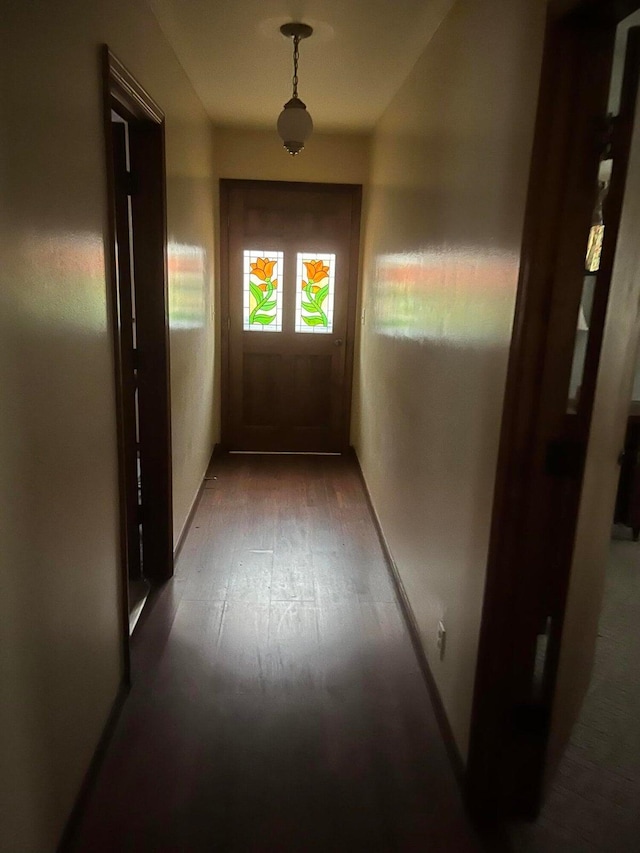 hall featuring dark hardwood / wood-style floors