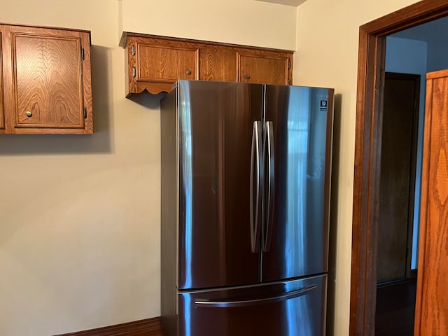 kitchen featuring stainless steel refrigerator