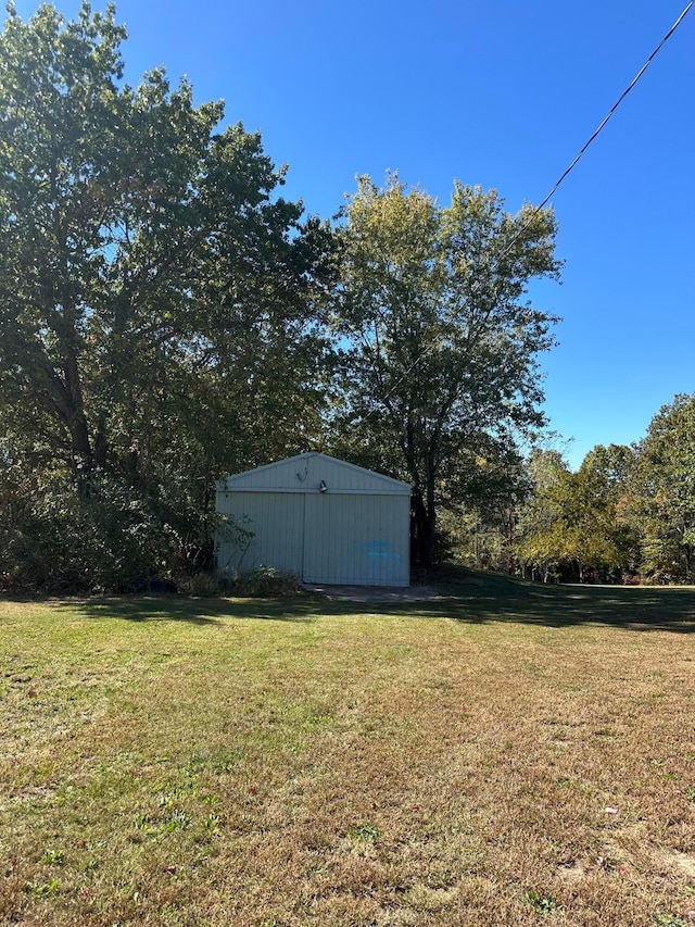 view of yard with an outdoor structure