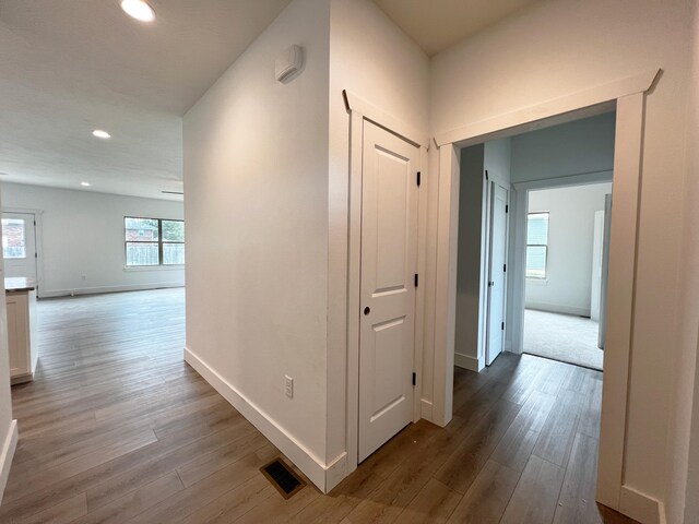 hall featuring light hardwood / wood-style floors