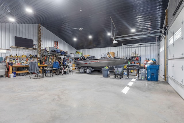 garage featuring a workshop area