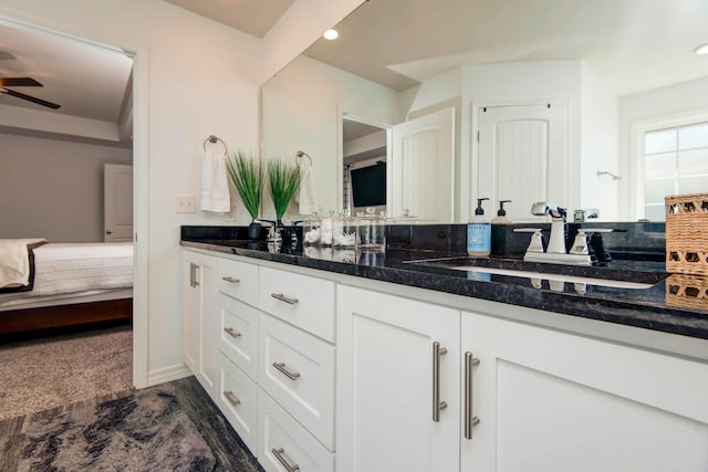 bathroom with vanity and ceiling fan