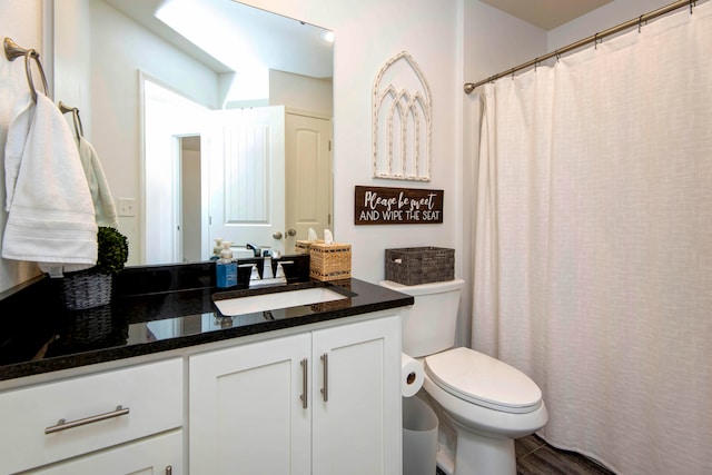 bathroom with toilet and vanity