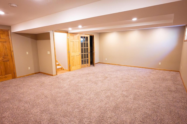 21620 County Road 232, Hermitage, MO 65668 - finished below grade area with recessed lighting, stairway, carpet flooring, and baseboards