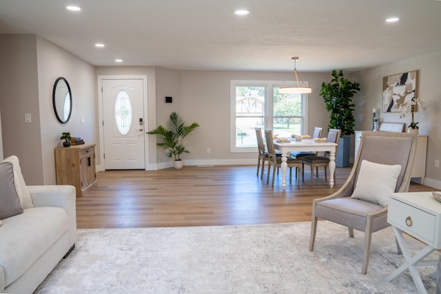 foyer with light wood-type flooring