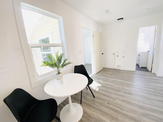 living area featuring light wood-type flooring