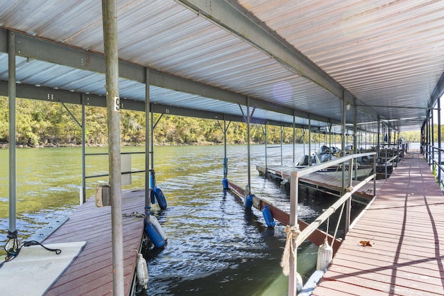 view of dock featuring a water view