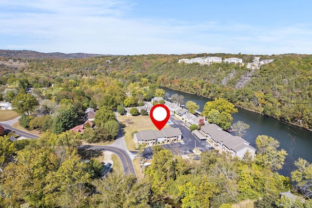 123 River Point Rd Unit 37, Hollister, MO 65672 - aerial overview of property's location with a heavily wooded area and a large body of water
