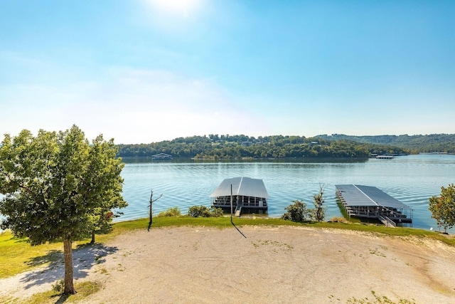 property view of water with a floating dock