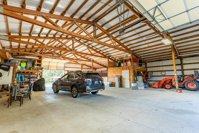 garage with a garage door opener