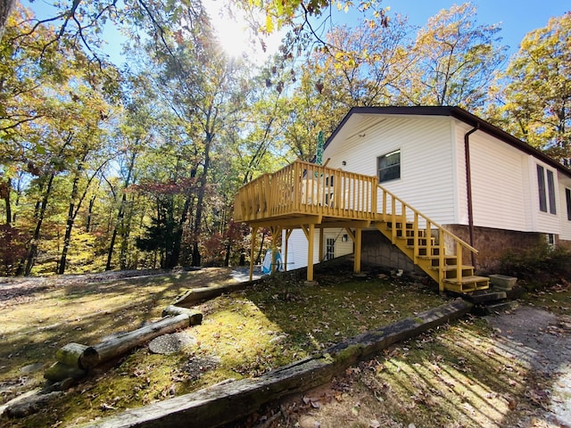 1814 State Highway 125, Sparta, MO 65753 - back of property with a wooden deck and stairs