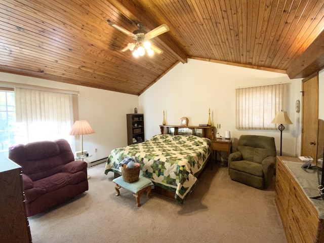 1814 State Highway 125, Sparta, MO 65753 - bedroom featuring vaulted ceiling with beams, carpet flooring, wood ceiling, and baseboard heating