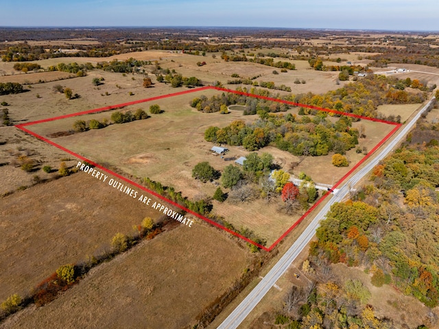 bird's eye view featuring a rural view