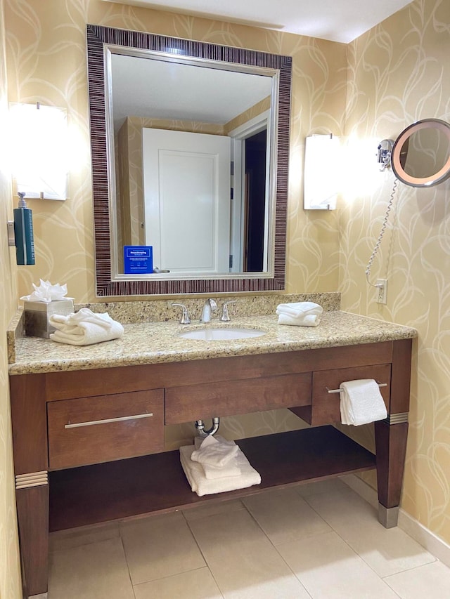 bathroom featuring vanity and tile patterned floors