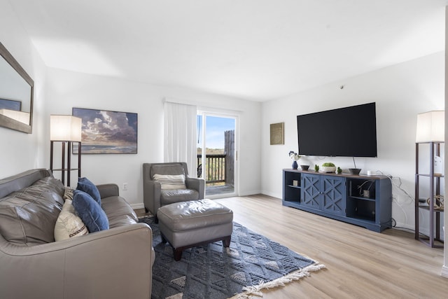 living room with hardwood / wood-style flooring