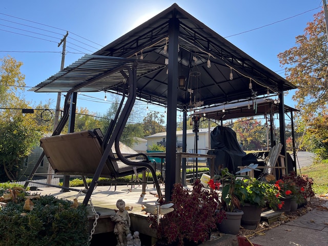 view of patio featuring a gazebo