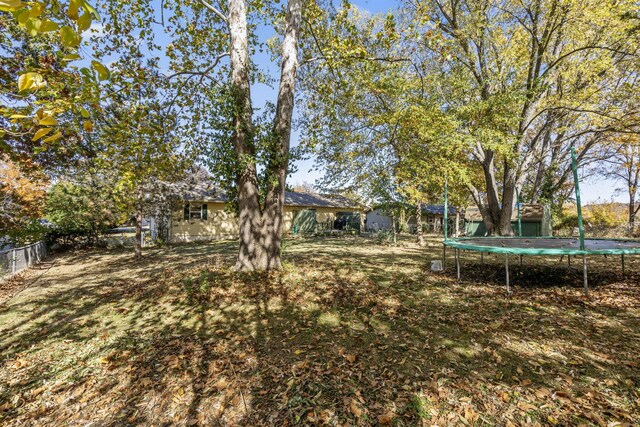 view of yard featuring a trampoline