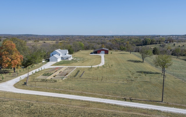 aerial view with a rural view