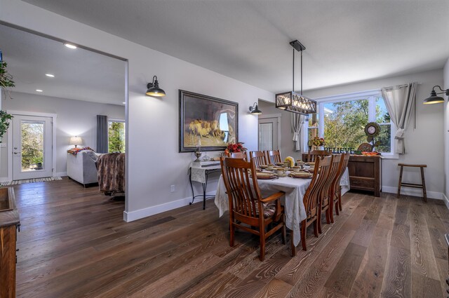 236 N Dade 147, Greenfield, MO 65661 - dining room with wood finished floors, healthy amount of natural light, recessed lighting, baseboards, and a chandelier