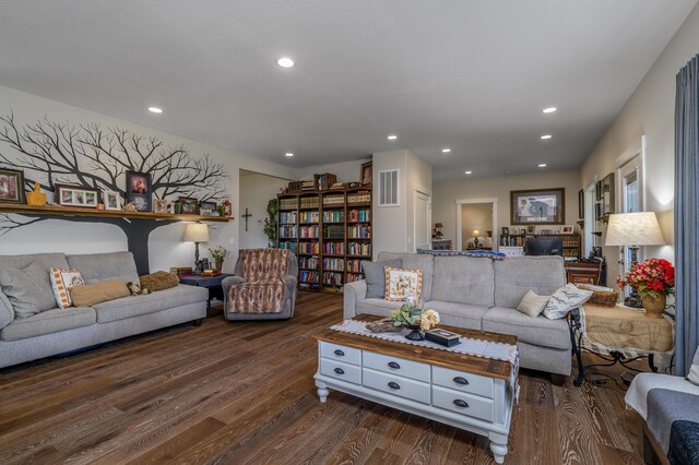 236 N Dade 147, Greenfield, MO 65661 - living room featuring dark wood-type flooring and recessed lighting