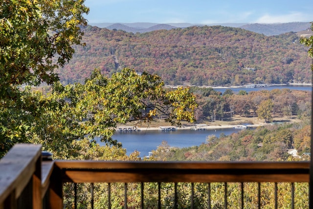 view of mountain feature with a water view