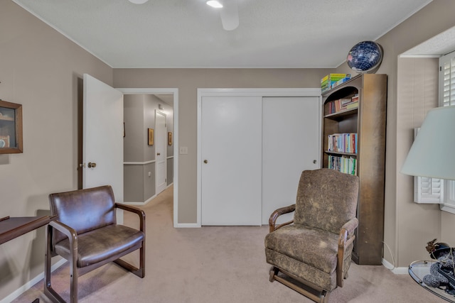 sitting room with light carpet