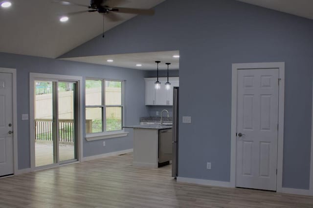 146 Mound St, Forsyth, MO 65653 - interior space with recessed lighting, ceiling fan, light wood-style flooring, and baseboards