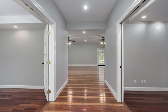 hall featuring dark hardwood / wood-style floors