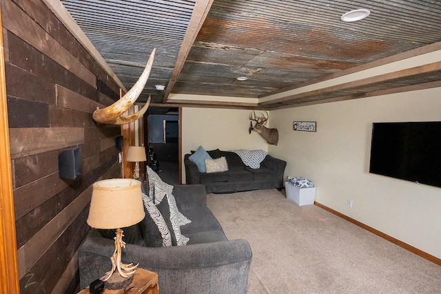 living room with carpet floors