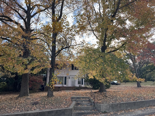 view of property hidden behind natural elements