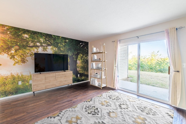 living room with dark wood-type flooring