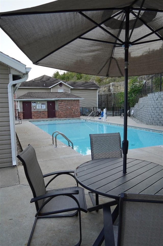 view of pool featuring a patio