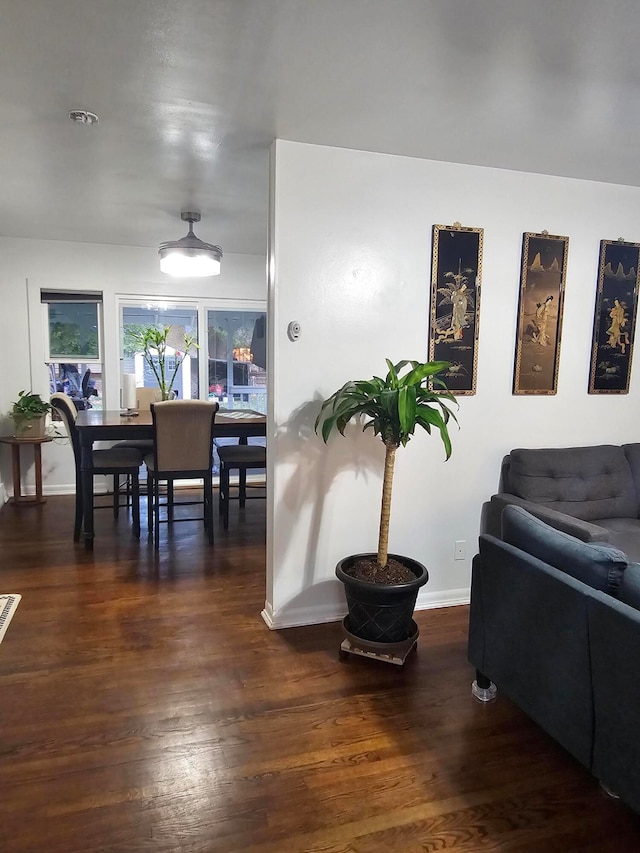 living room featuring dark hardwood / wood-style flooring