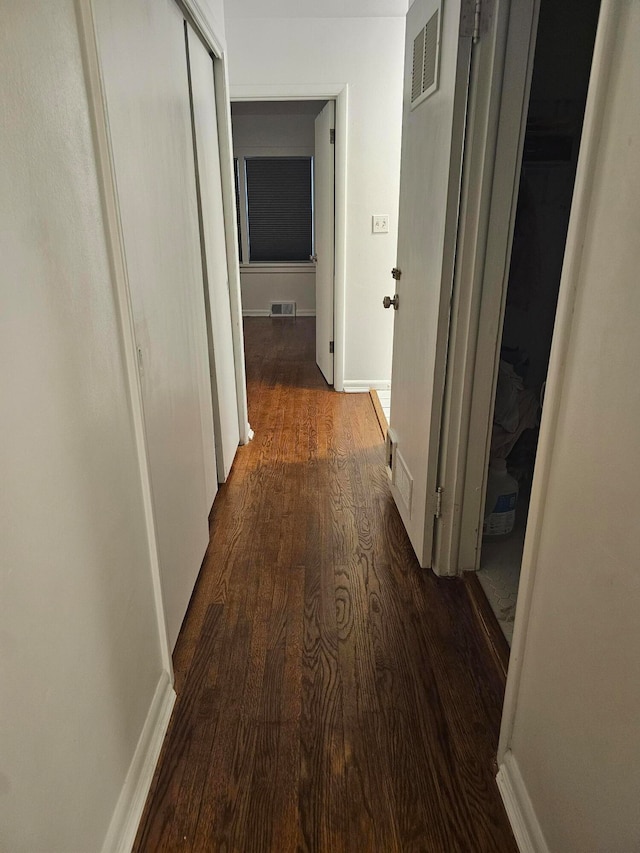 hall featuring dark wood-type flooring