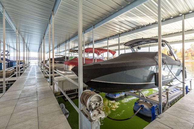 view of dock featuring boat lift