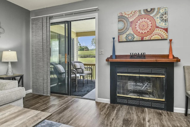 living room featuring dark hardwood / wood-style floors