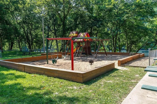 view of playground featuring a yard