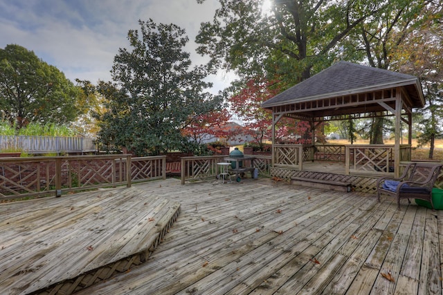 deck featuring a gazebo