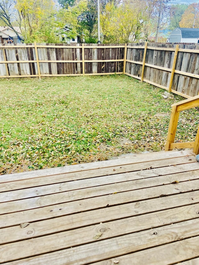 exterior space with a fenced backyard and a deck