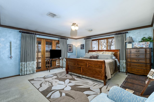 15778 Lawrence Unit 2130, Mount Vernon, MO 65712 - carpeted bedroom featuring ornamental molding, access to exterior, and baseboards