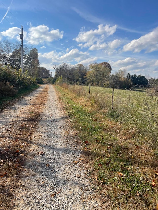 view of road with a rural view